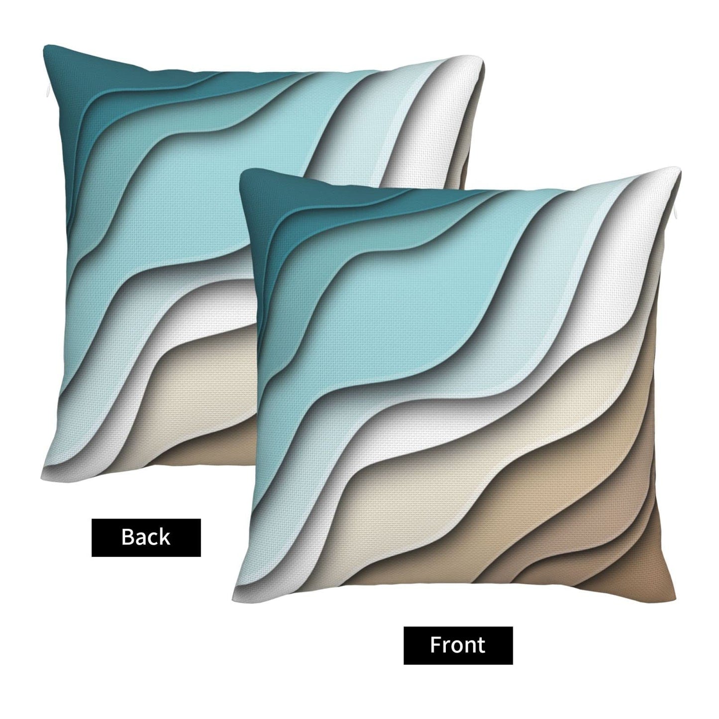 Blue Teal and Grey Boho Throw Pillow Covers 18x18 Set Of 2 Summer Outdoor Abstract Stripe Pillows Cover Mid Century Modern Decorative Pillow Case Farmhouse Cushion Cover for Home Couch Bed Sofa Decor