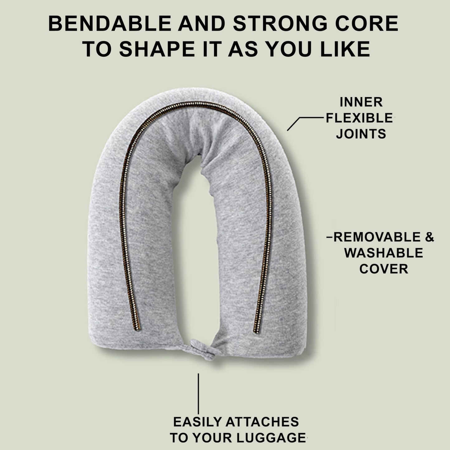 Dot&Dot Twist Memory Foam Travel Pillow, Bendable Neck Pillow for Airplane, Car and Home, 26-Inch Adjustable Roll with Washable Cotton Cover