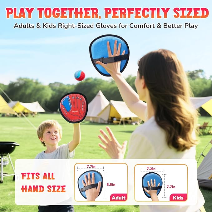 JoyCat Toss and Catch Ball Game Set,Kids Toddler Baseball Glove,Beach Yard Games,Sports&Outdoor Kids Toys,Birthday for 3 4 5 6 7 8 9 10+Year Old Boys Girls