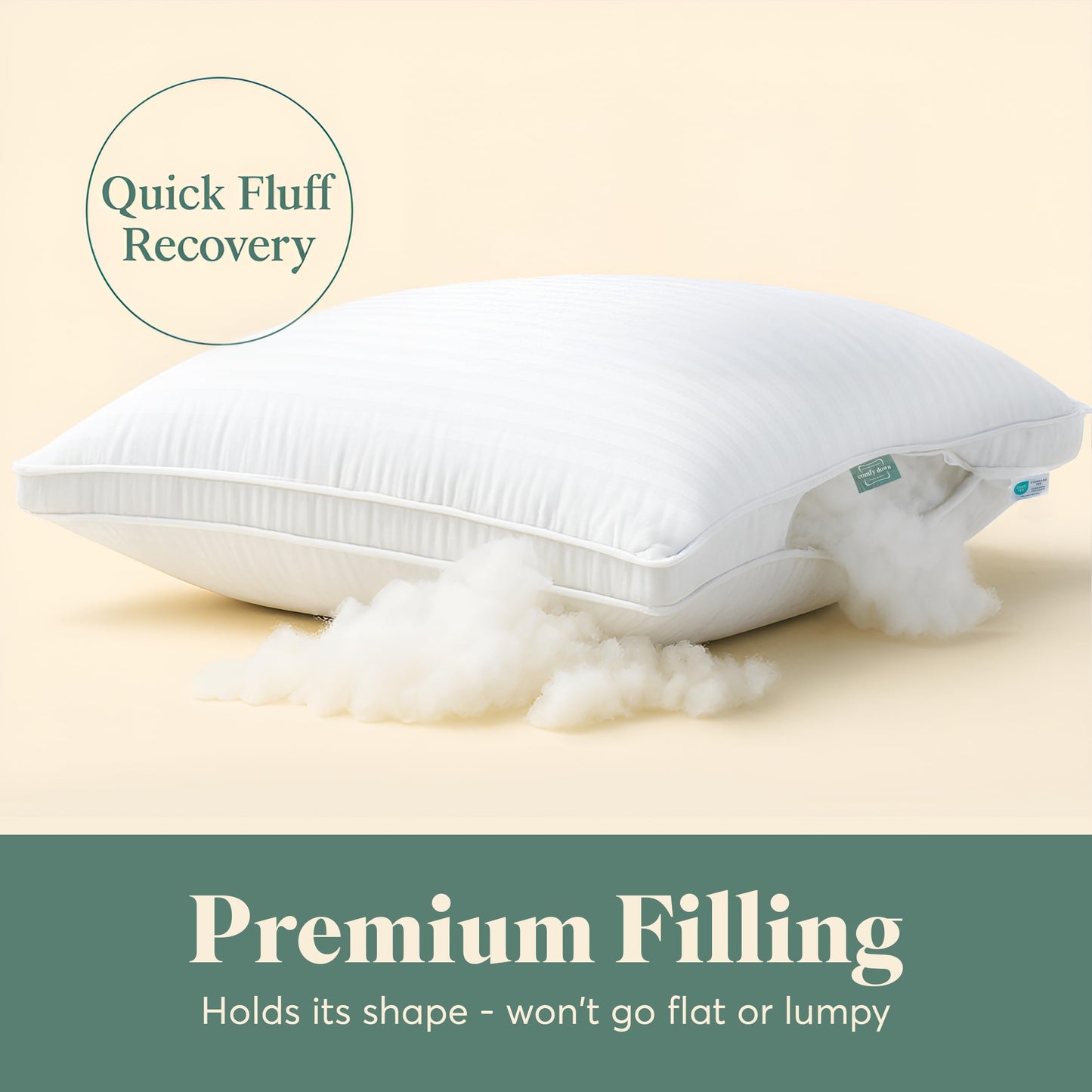 ComfyDown Gusseted Down Alternative Pillow for Sleeping — Full Support & Adjustable Firmness with Zipper, 100% Cotton Cover, Breathable Design, Holds Shape for Side, Back & Stomach Sleepers-Twin