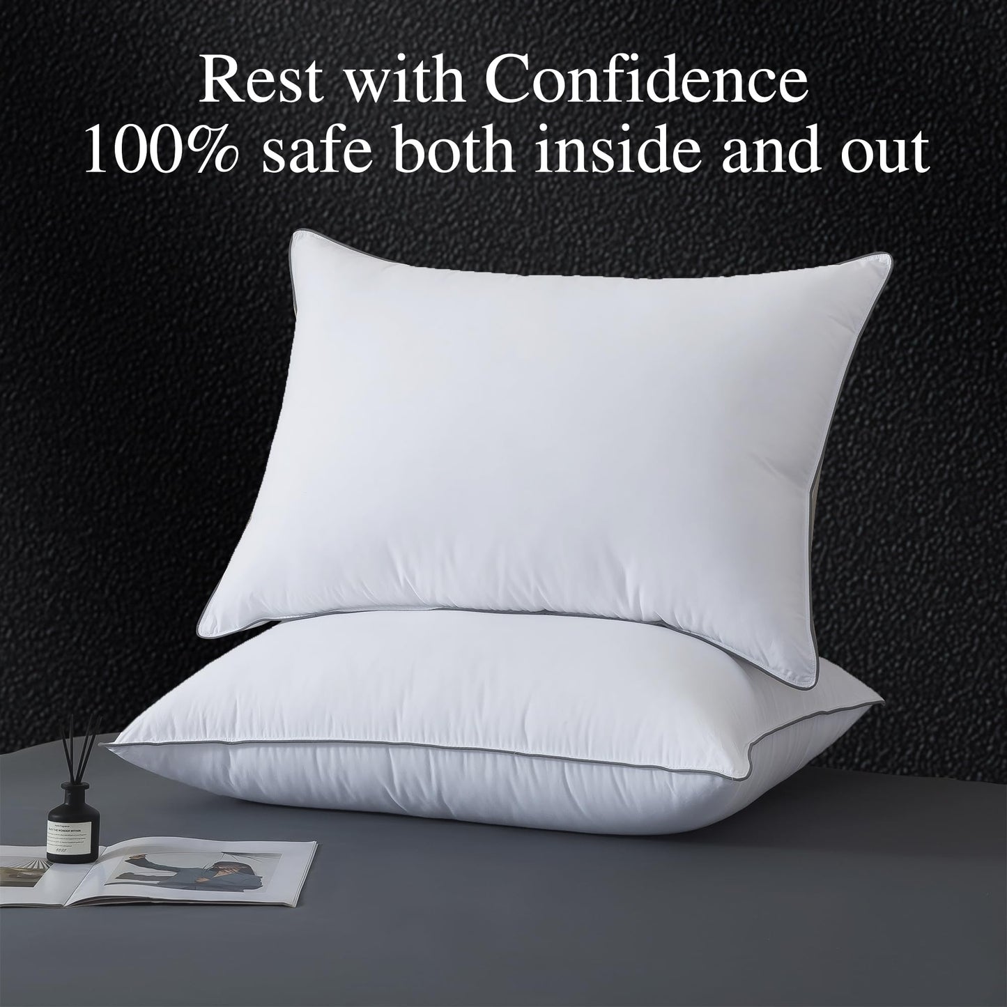 WhatsBedding Goose Down Pillows King Size Set of 2, Luxury Hotel Bed Pillows for Deep Sleep, Fluffy Soft Feather Down Pillow for Back, Stomach or Side Sleepers, 20" x 36"