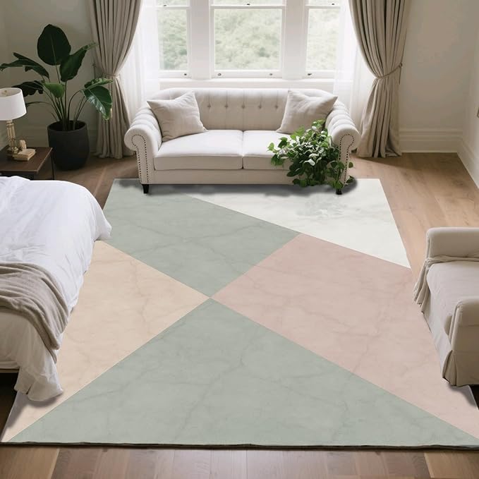 Modern Marble Rug - 5x7 Area Rugs, Minimalist Marble Rug, Abstract Luxury Bedroom Rugs, Washable & Non Slip Carpet Home Decor