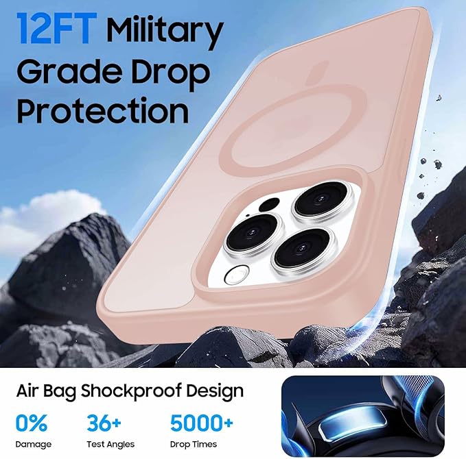Ntwinro Magnetic for iPhone 16 Pro Case (Compatible with MagSafe) with Detachable Wallet & Card Holder for 3 Cards [RFID Blocking] Military Grade Protective Slim Phone Cover, Pink