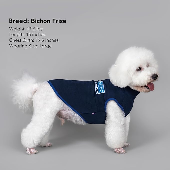 cyeollo Small Dog Sweater, Stretchy Soft Fleece Sweater Pullover Dog Vest Lightweight Turtleneck Warm Winter Doggie Clothes for Puppy Cats Apparel, Navy Blue S
