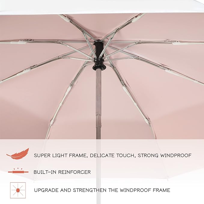 FDJASGY UV Sun Umbrella Compact Folding Travel Umbrella Auto Open Close Compact Folding Rain Umbrellas for Women Men Blocking UV 99.98%