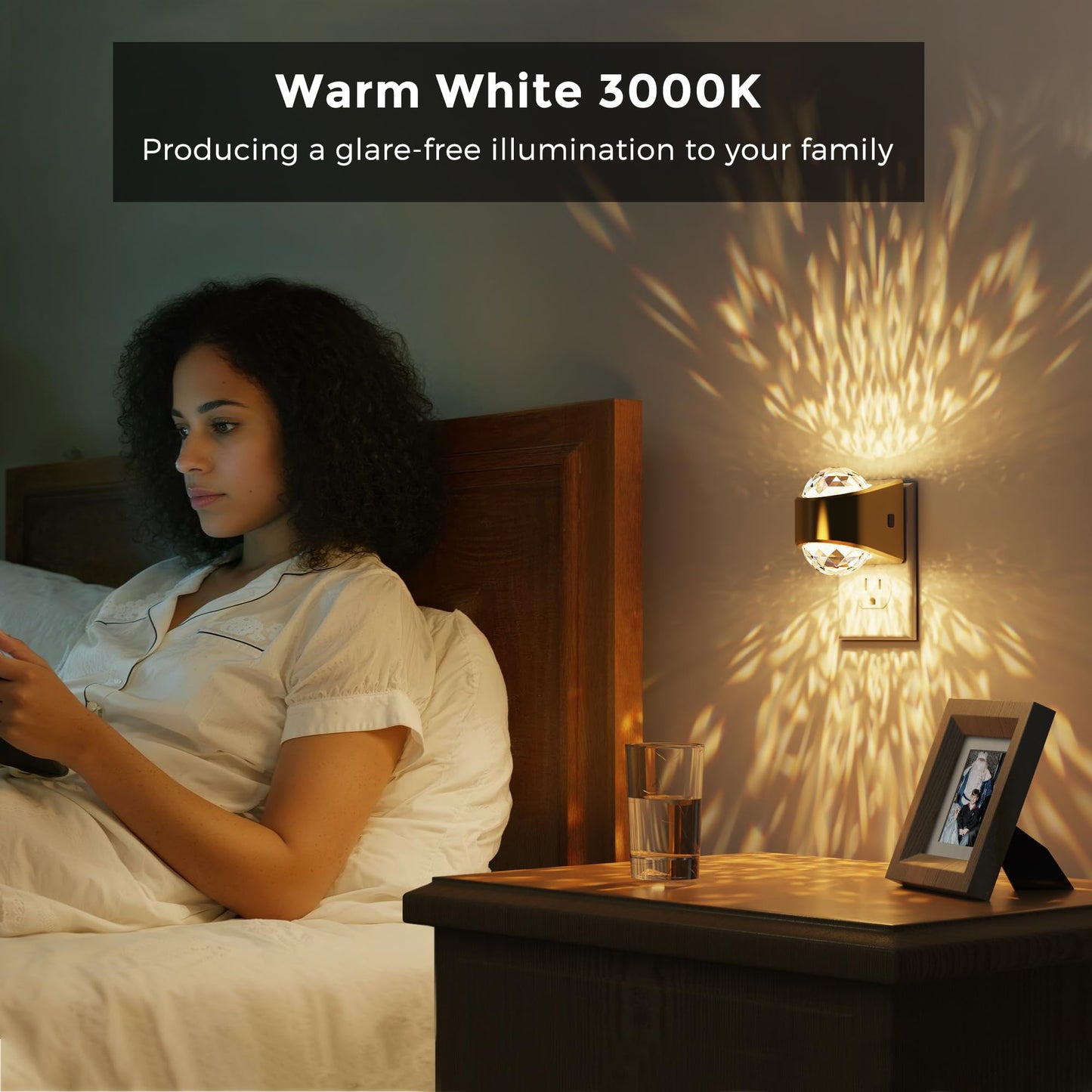 L LOHAS LED Projector Night Light,[2-Pack] Night Lights Plug into Wall,Dusk to Dawn Sensor,3000K Soft White,Brightness Adjustable,Projector Nightlight for Bathroom Bedroom Hallway