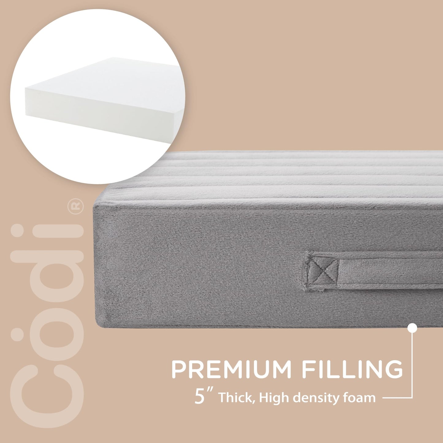 Codi Floor Cushions for Adults, Large Meditation Pillows with Thick Foam and Soft Tufted Covers, Washable Square Seating for Couch and Yoga Sitting, 22×22×5 inch Grey