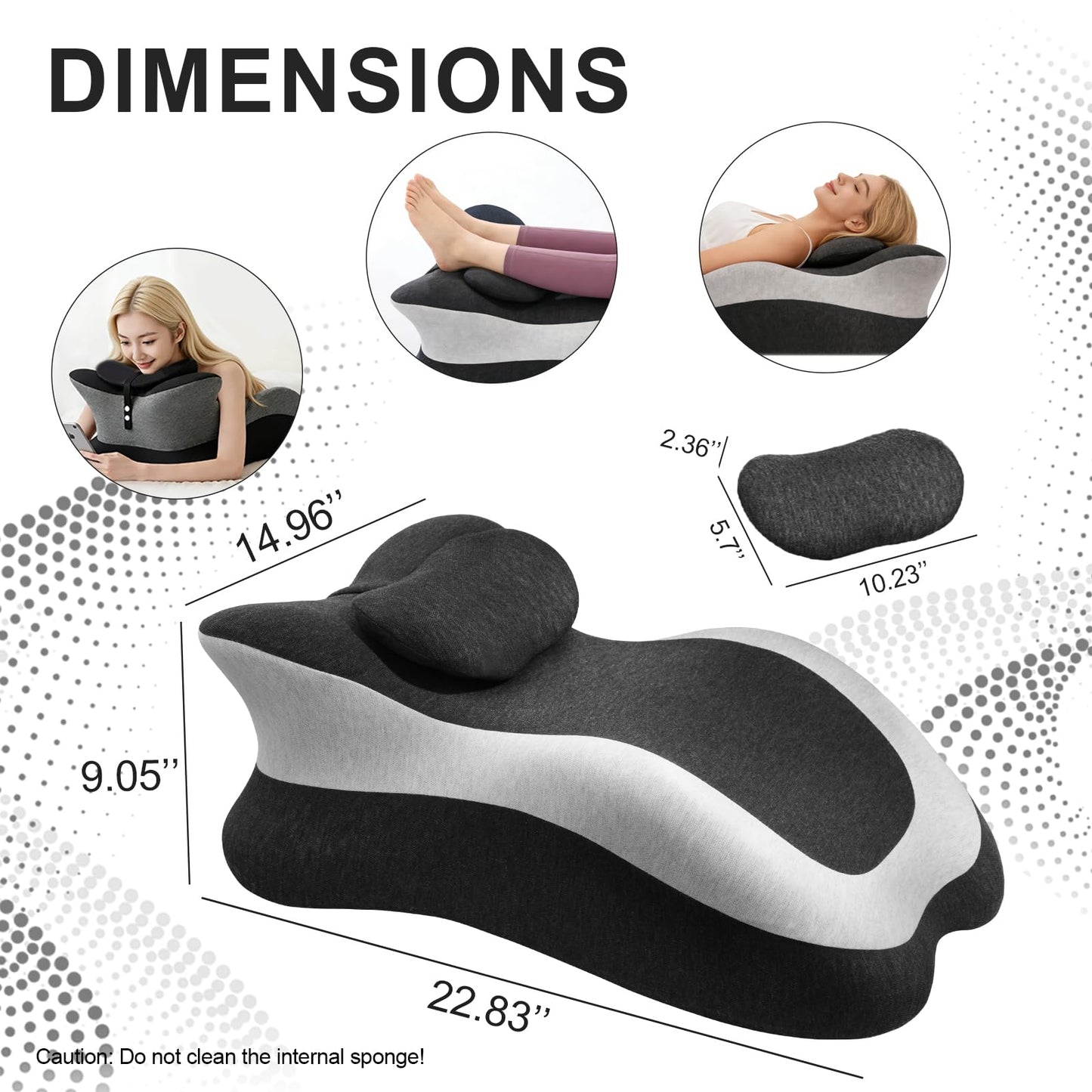 Wacalarda Memory Foam Wedge Pillow, Ergonomic Reading Pillow for Bed, Waist and Neck Support, Quick Rebound & Plush Comfort