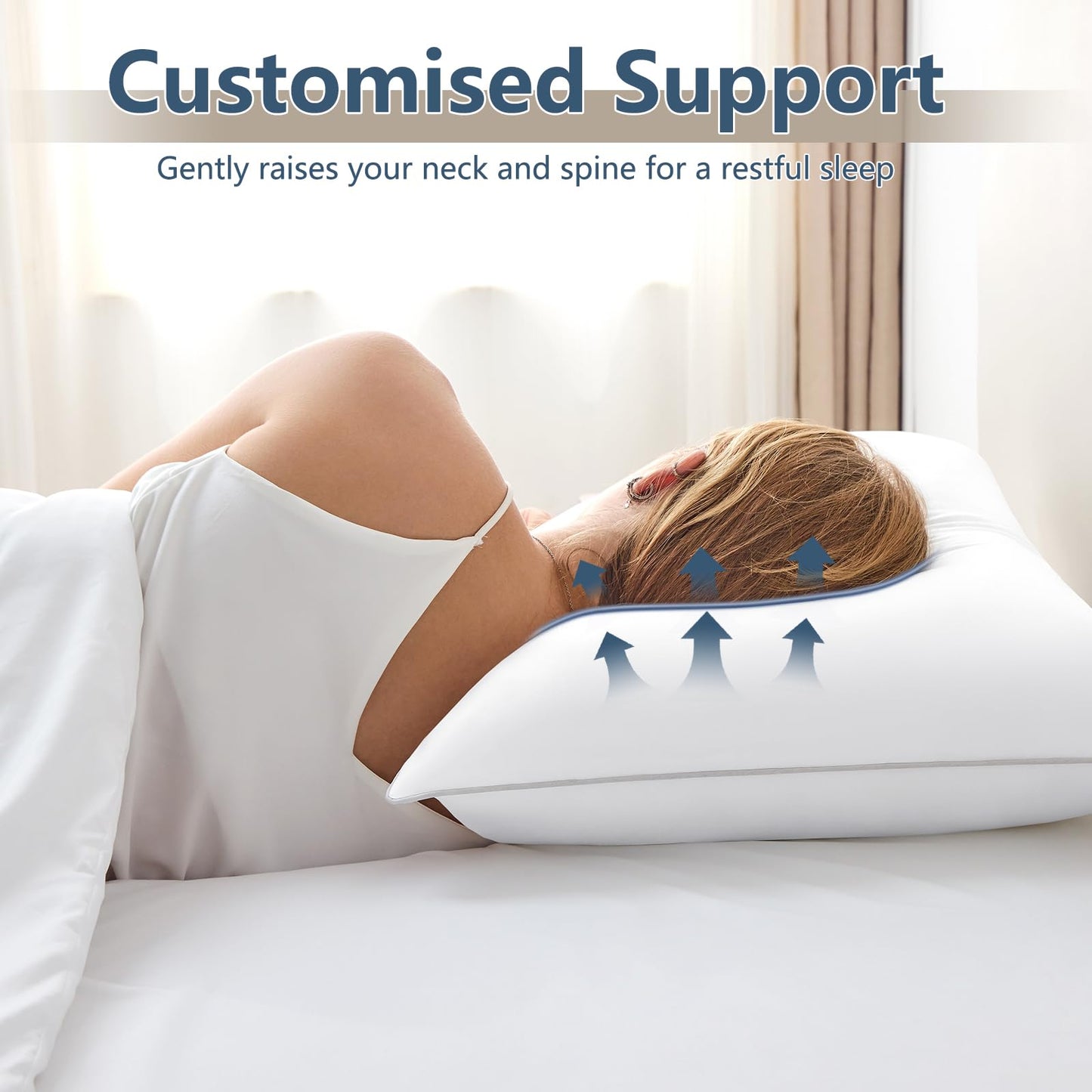 CozyLux Soft Supportive Bed Pillows for Side and Back Sleepers, Oeko-Tex Certified Down Alternative Filling, Hotel Quality Fluffy Sleeping Pillow, White, King - 19" x 34", 2 Pack