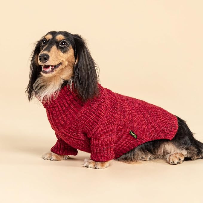 Fitwarm Knitted Turtleneck Dog Sweater, Thermal Dog Winter Clothes for Small Dogs Boy Girl, Holiday Pet Outfit, Heather Dark Red, Medium