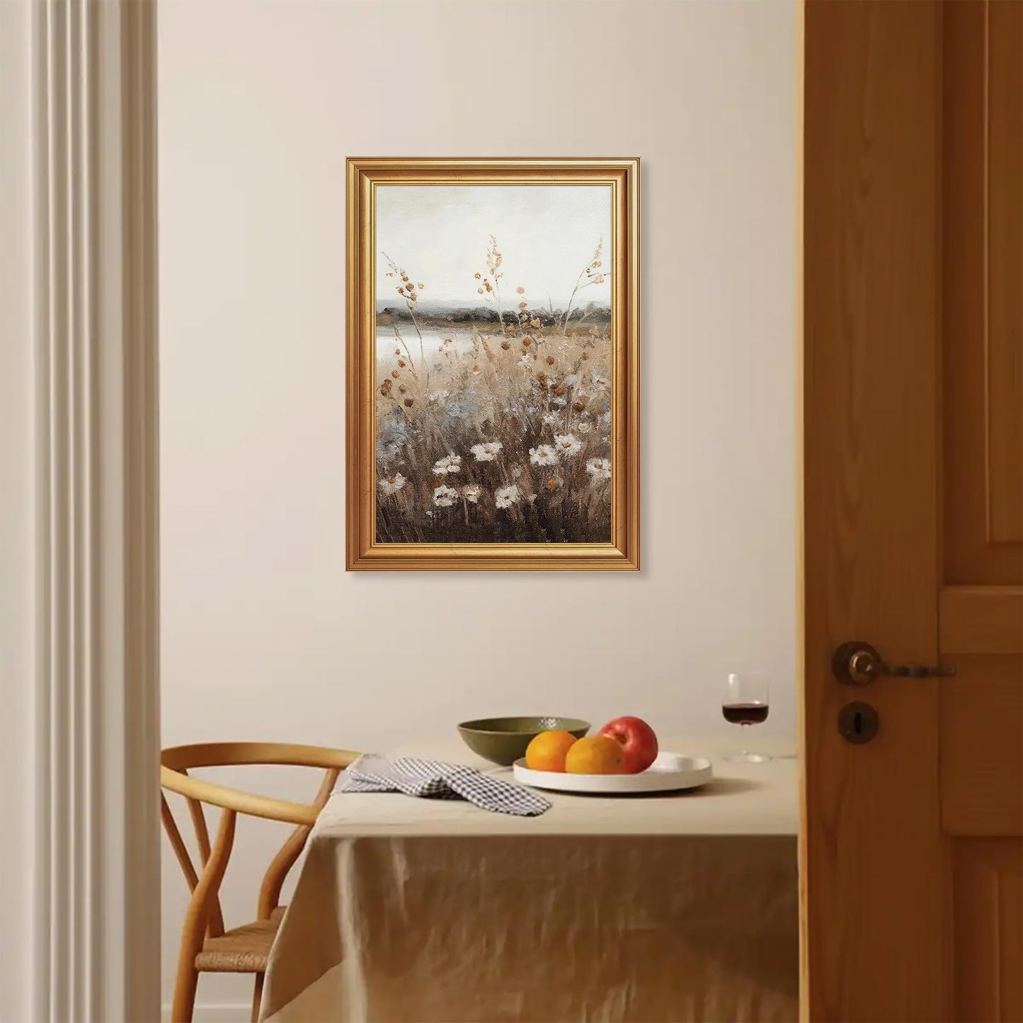 EJPFOGV Vintage Wildflower Meadow Landscape Framed Canvas Wall Art 16x24 in