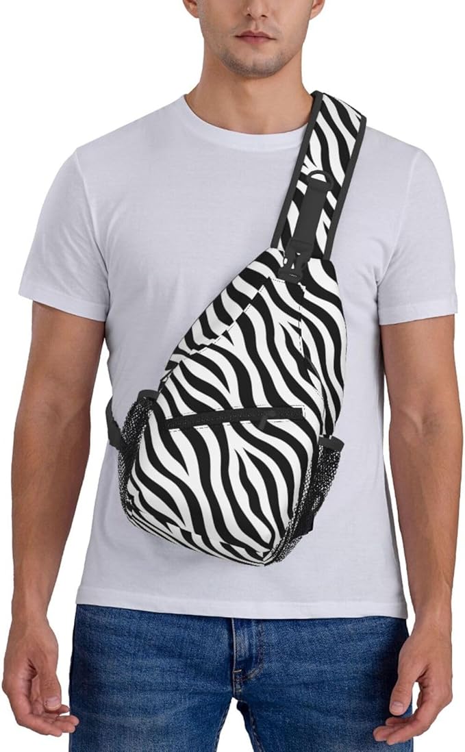 QFXUYNG Zebra Print Adult Sling Bag Unisex Chest Bags Crossbody Backpack Casual Daypacks Shoulder Bag for Women Men Cycling Hiking Travel