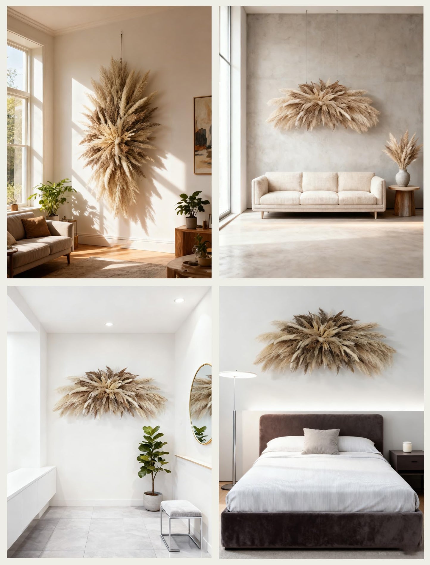 Large Boho Decor Pampas Grass Wall Decor - Need to Assembled