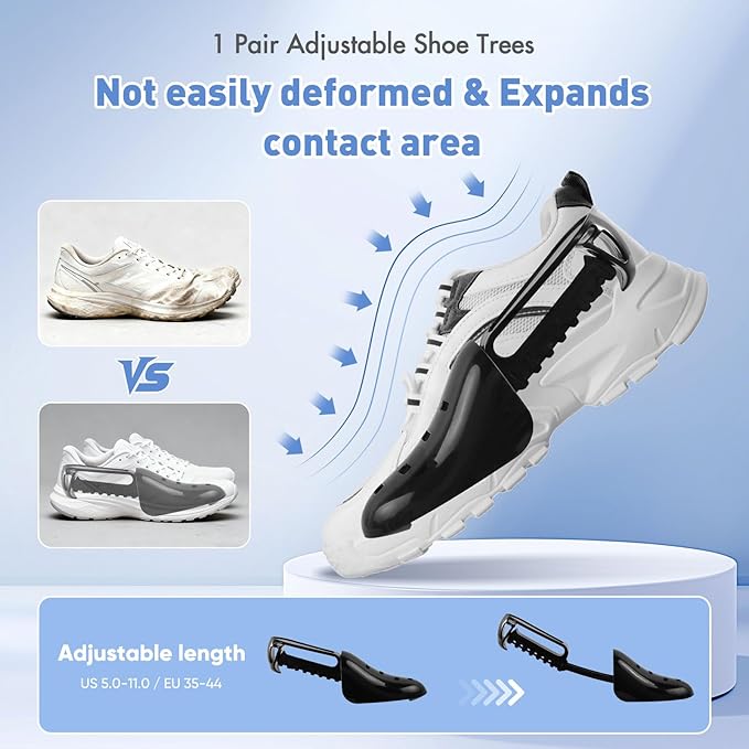Shoe Washing Machine Bag for Washer and Dryer - Reusable Lint-free, Large Laundry Shoe Bag for Sneakers Tennis Home Washing Kit, Includes Shoe Trees to Prevent Deformation, Grey 2pcs
