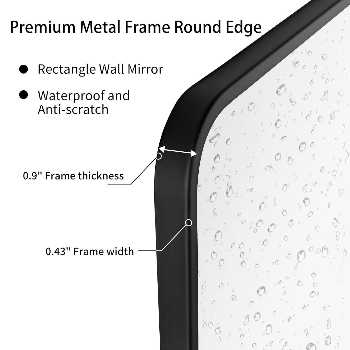 LEDLUX 30x30 Inch Matte Black Bathroom Mirror - Copper-Free Mirror, Metal Frame Vanity Rectangle Wall Mounted Modern Mirror for Bedroom/Living Room/Porch Horizontal or Vertical