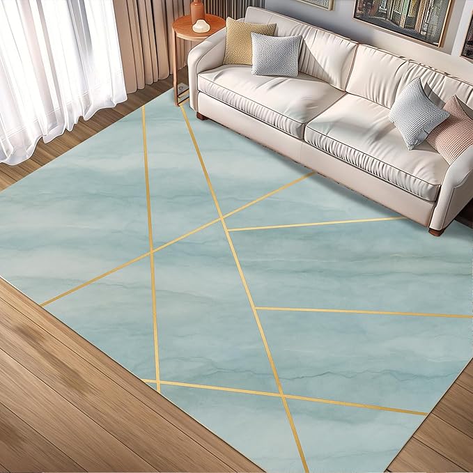 Minimalist Marble Rug - 3x5 Rug, Abstract Line Marble Rugs, Modern Geometric Entryway Rugs, Washable & Non Slip Carpet Home Decor