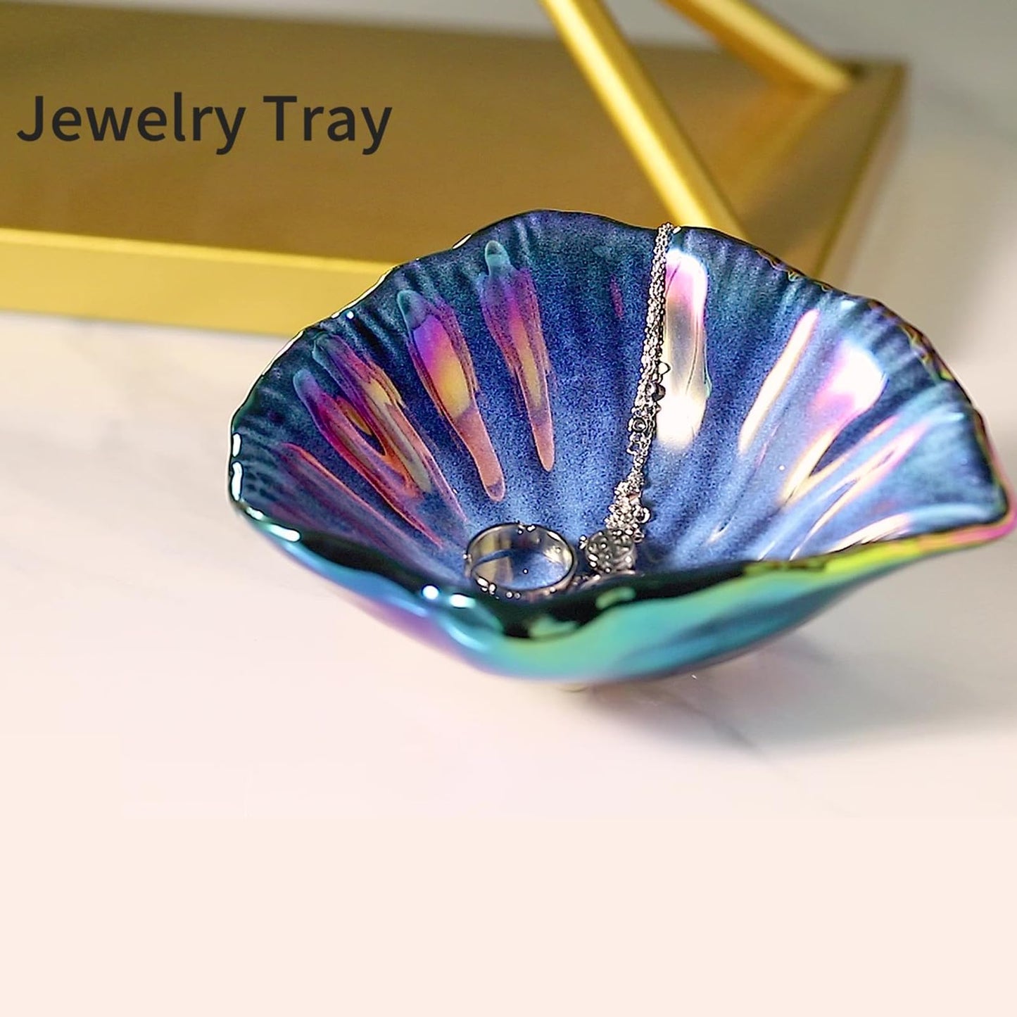 Misijuer Shell Jewelry Tray,5.75 Inches,Ceramic
