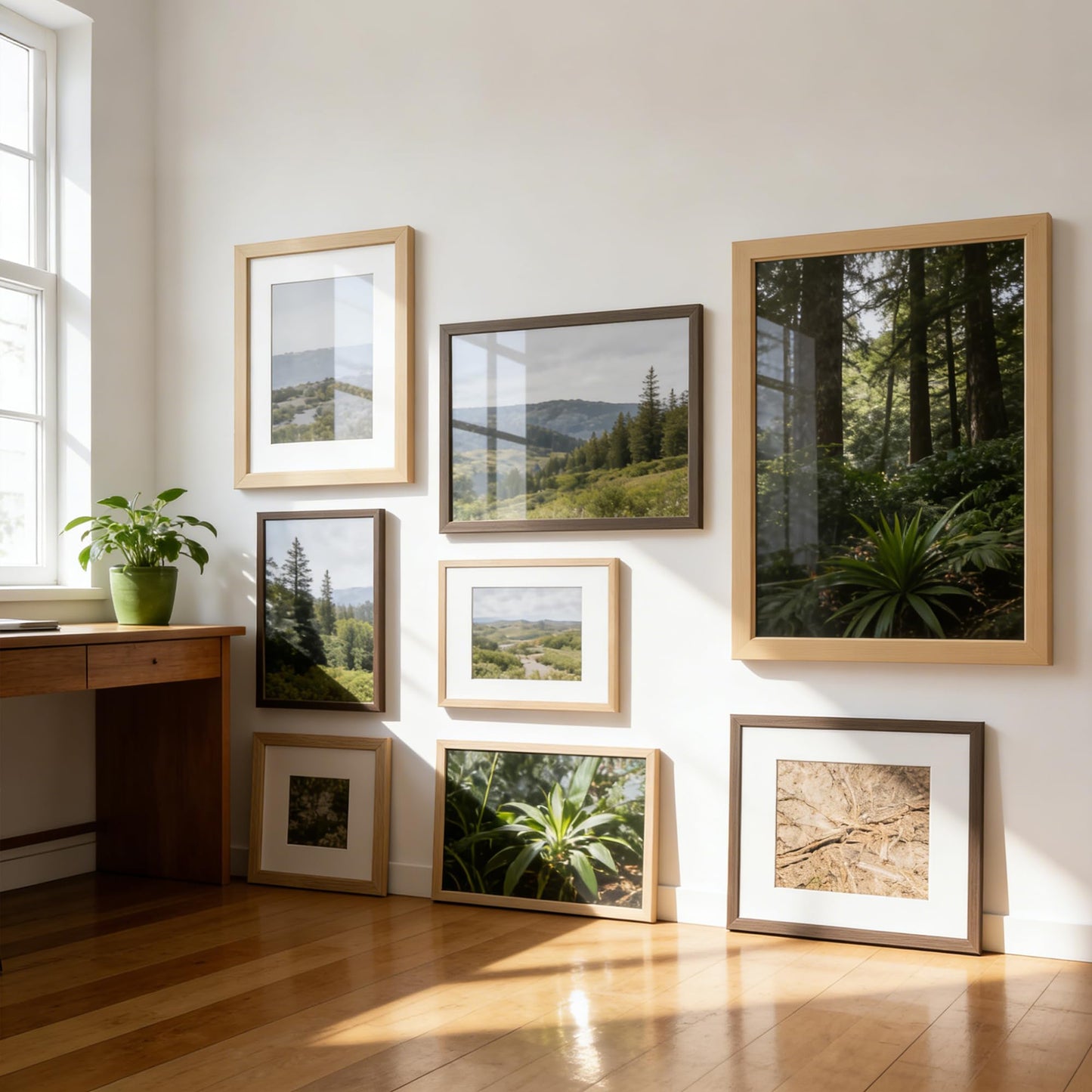 TONES FRAME DESIGN 8x12 Picture Frame Set of 2 Natural Solid Wood Veneer Finish 8x12 frame Matted to 6x8 Photo Frames with Shatterproof Plexiglass Wooden 8 by 12 Poster Frame for Gallery Home Decor, 2 Pack