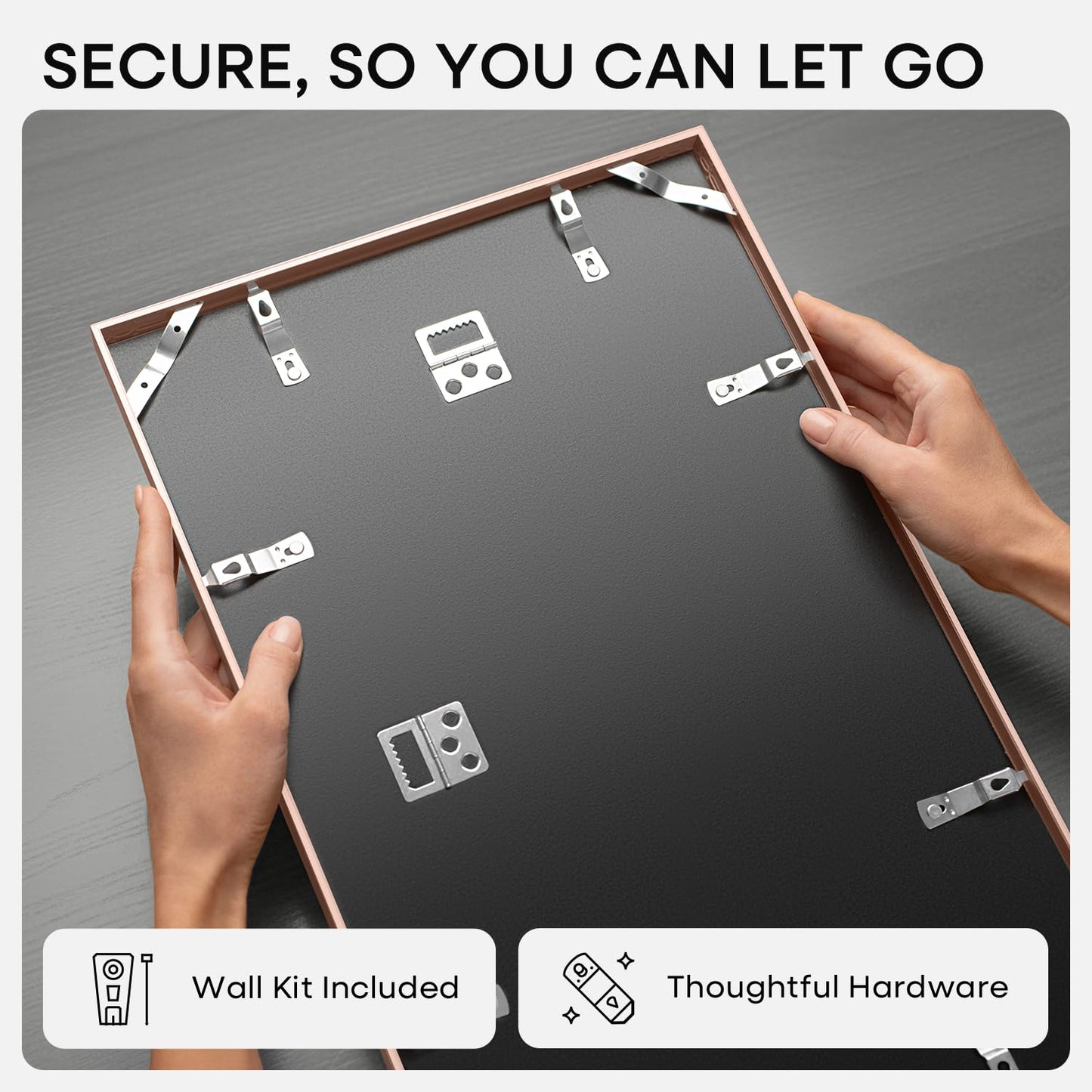 Homeforia 13.5x40 Rose Gold Picture Frame, High End Metal 13.5x40 Panoramic Poster Frames with Mat 10x30 Photo, 13.5 x 40 Frame Matted to 10 x 30 Art, 40x13.5 Frame, Tempered Glass, Wall Kit, Set of 1