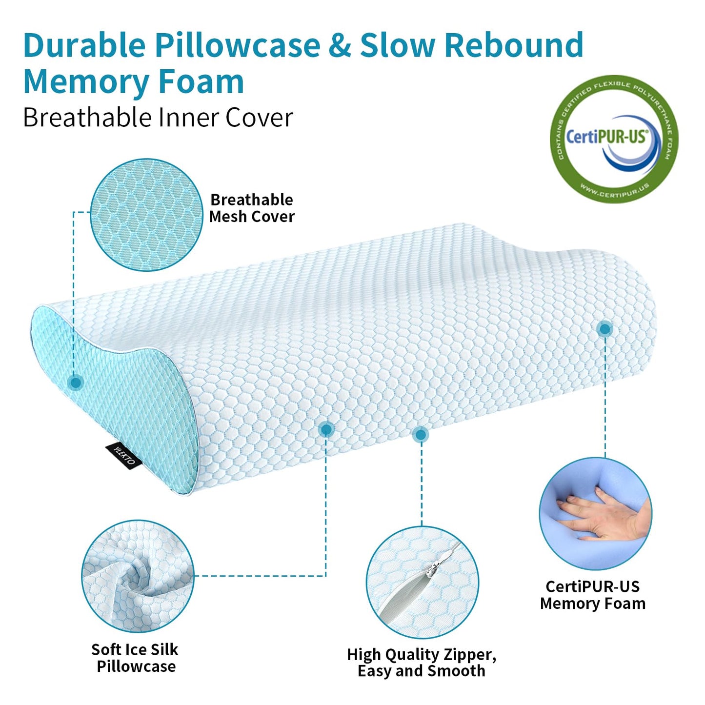 Memory Foam Pillows , Neck Pillow Queen Size Bed for Sleeping , Ergonomic Cervical Support Side Back Stomach Sleeper , Orthopedic Contour and Shoulder Pain