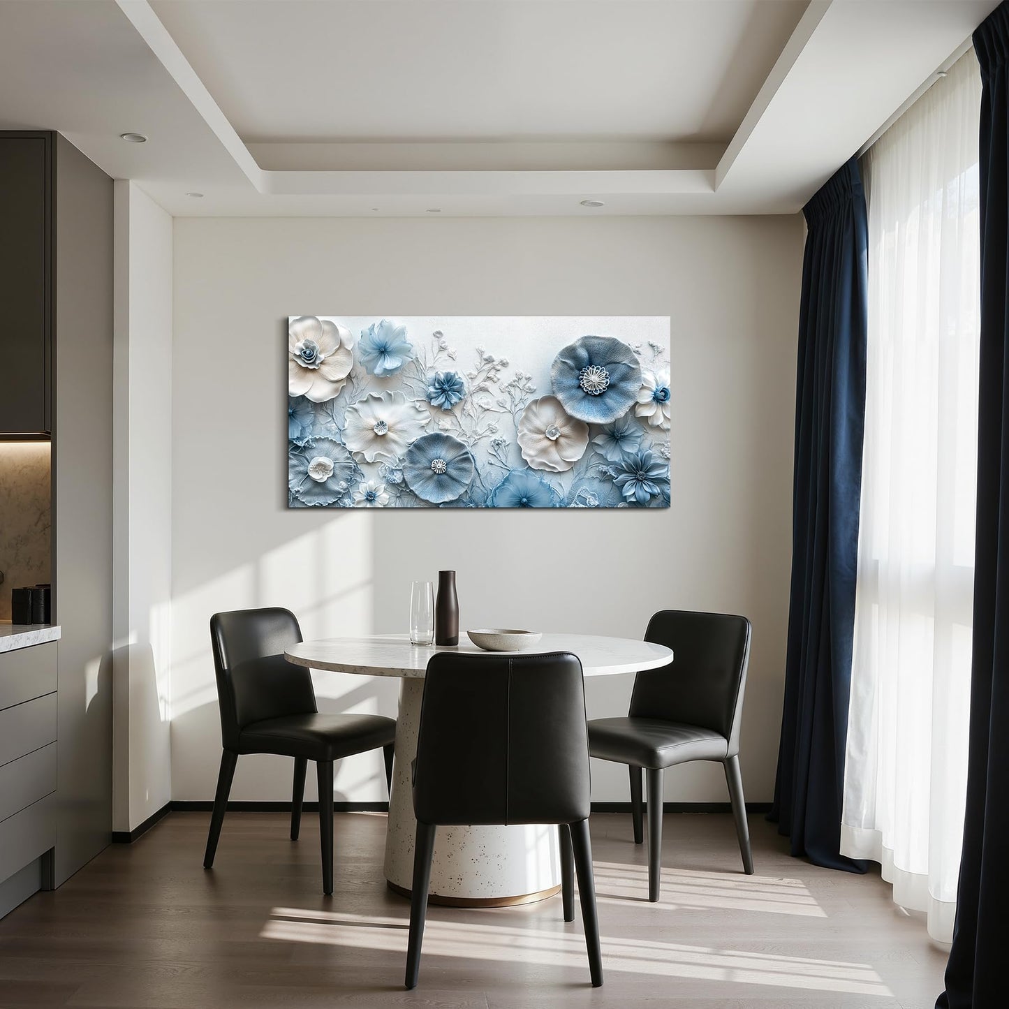 SERIMINO Floral Wall Art, Large Wall Decor, Blue Wall Art, Modern Elegant Flowers Painting, Nature Botanical Prints, Chic Pictures for Living Room Bedroom Bathroom Office Home Decoration 20"x40"