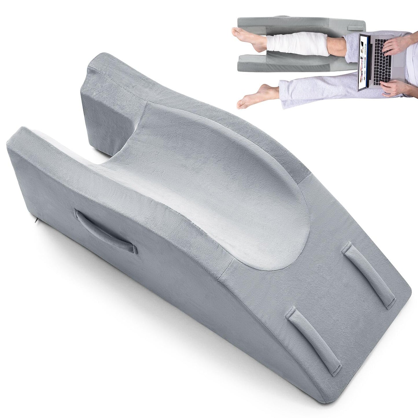 Dreamer Car Leg Elevation Pillow for After Surgery, Injury, or Rest, Ankle Fixation Leg Pillow, Supportive Memory Foam Wedge Pillow for Legs Pain Relief with Anti-Slip Base & 3 Handles