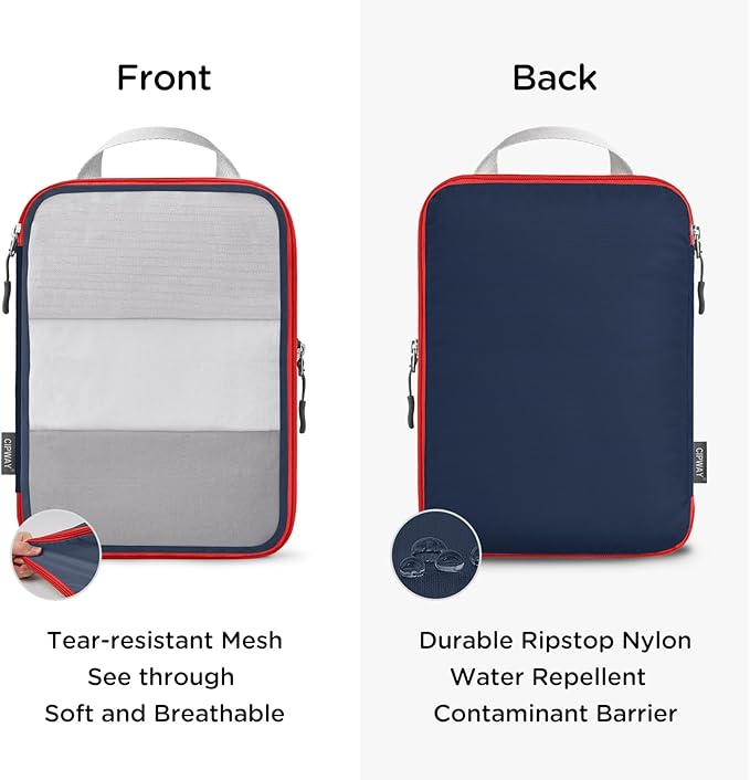 Cipway Compression Packing Cubes, See Through Mesh Luggage Organizer Bags, Travel Essentials for Carry on Suitcase with Laundry Bag and Clear Toiletries Bag（6 Pcs,Blue）