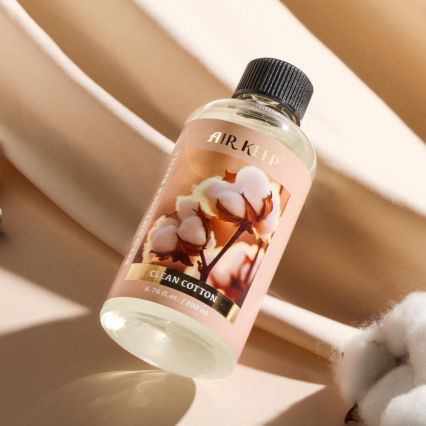 Airkeep Reed Diffuser Oil Refill with Diffuser Sticks, 6.76 Fl Oz(200ml) Clean Cotton Scented Oils, Aroma Therapy, Home Fragrance & Air Freshener, Office Décor, Decoration