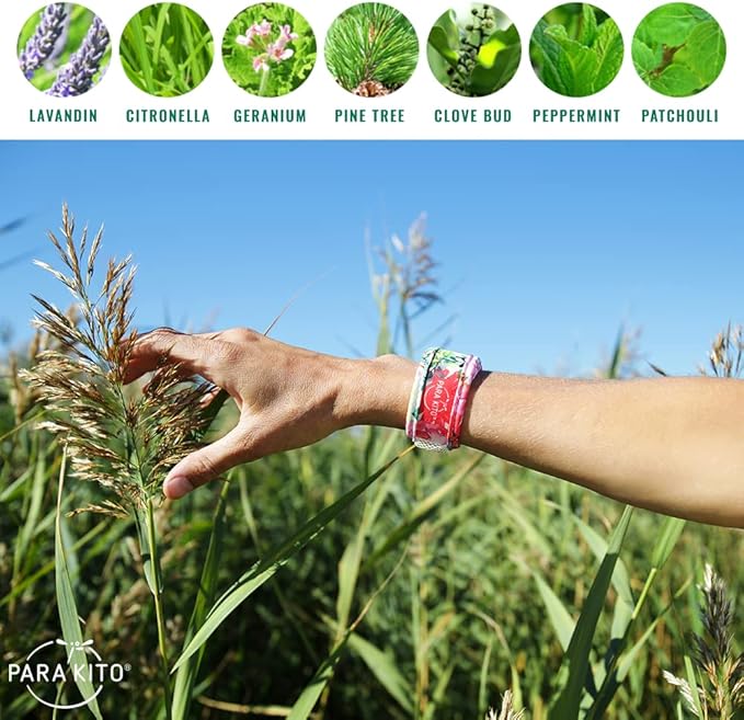 PARA'KITO Mosquito Insect & Bug Repellent Wristband - Waterproof, Outdoor Pest Repeller Bracelet w/Natural Essential Oils - Sport Edition (Black)