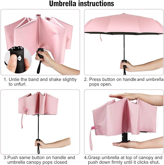 Shinok Travel Umbrella Compact Folding Sun Umbrellas Lighweight Auto Open Close for Women Parasol