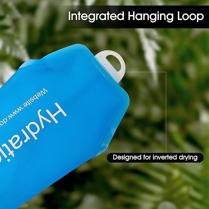 GYGYL Soft Flask, TPU Collapsible Soft Water Bottle for Hydration Pack, Running Vest, Leak-Proof Folding Water Bottle for Hiking Cycling Climbing Jogging-500ml Blue