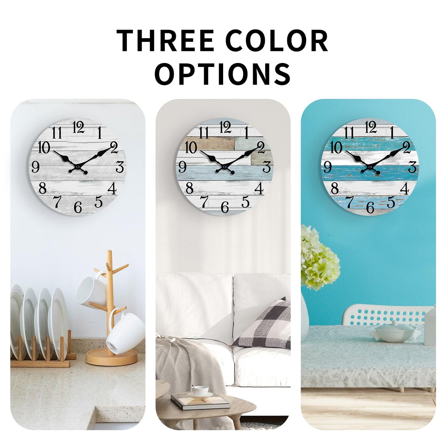 KECYET Wall Clock Battery Operated 18 Inch Large Silent Non Ticking Coastal Design Country Rustic Retro Decorative for Bathroom Kitchen Living Room Bedroom