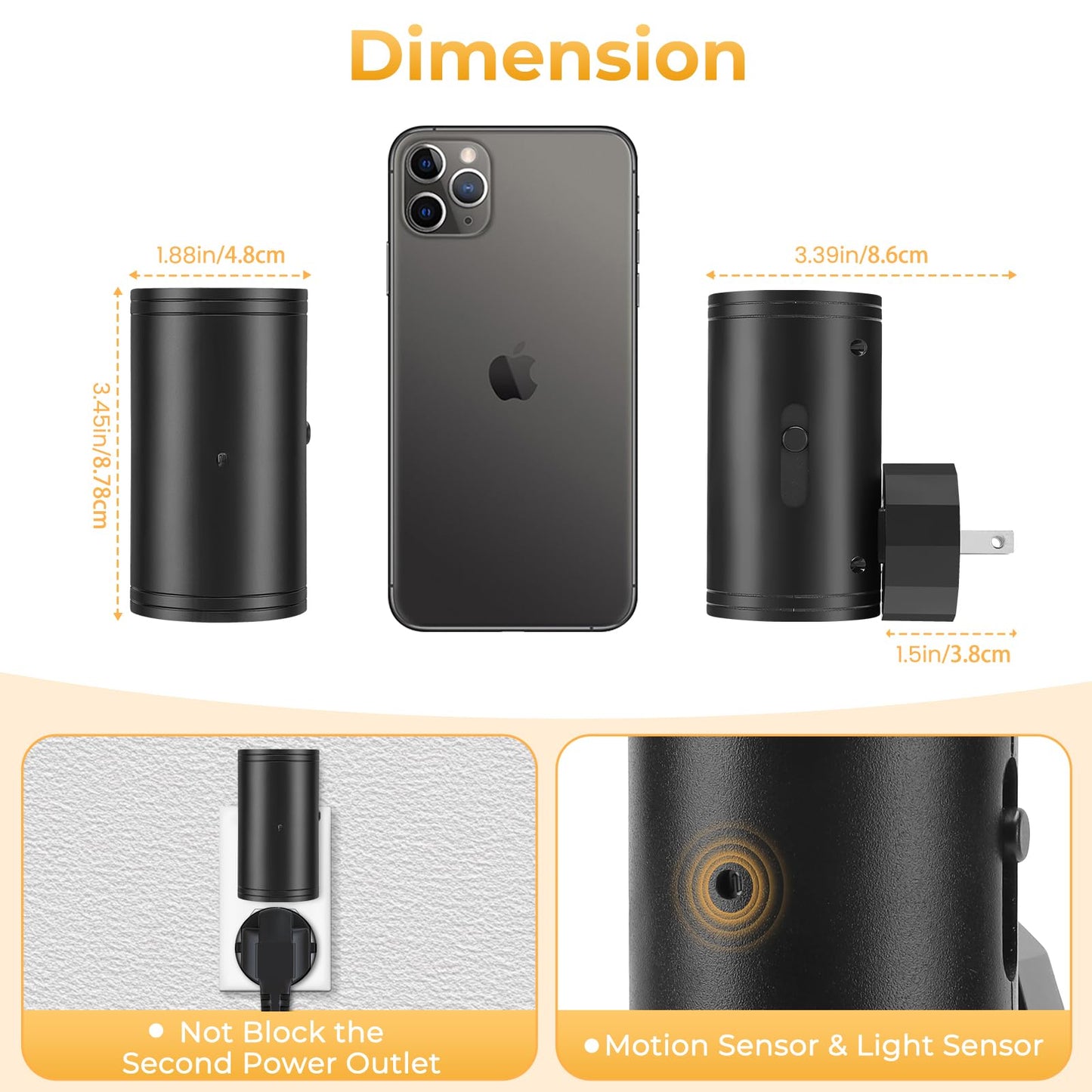TSEXES LED Night Lights Plug into Wall, Motion Sensor & Dusk to Dawn Sensor,Dimmable 5000K Nightlight with 0-300 lm Adjustable Brightness for Hallway, Stairs, Kitchen, Bathroom(2 Pack)