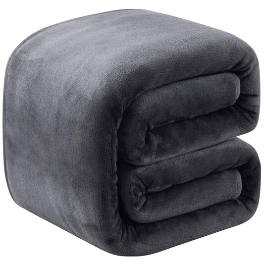 Fleece Blanket Queen Size for All Season 350GSM - Premium Lightweight Anti-Static Throw for Queen/Full Size Bed Extra Soft Brush Fabric Warm Sofa Thermal Blanket 90" x 90"(Dark Gray Queen)