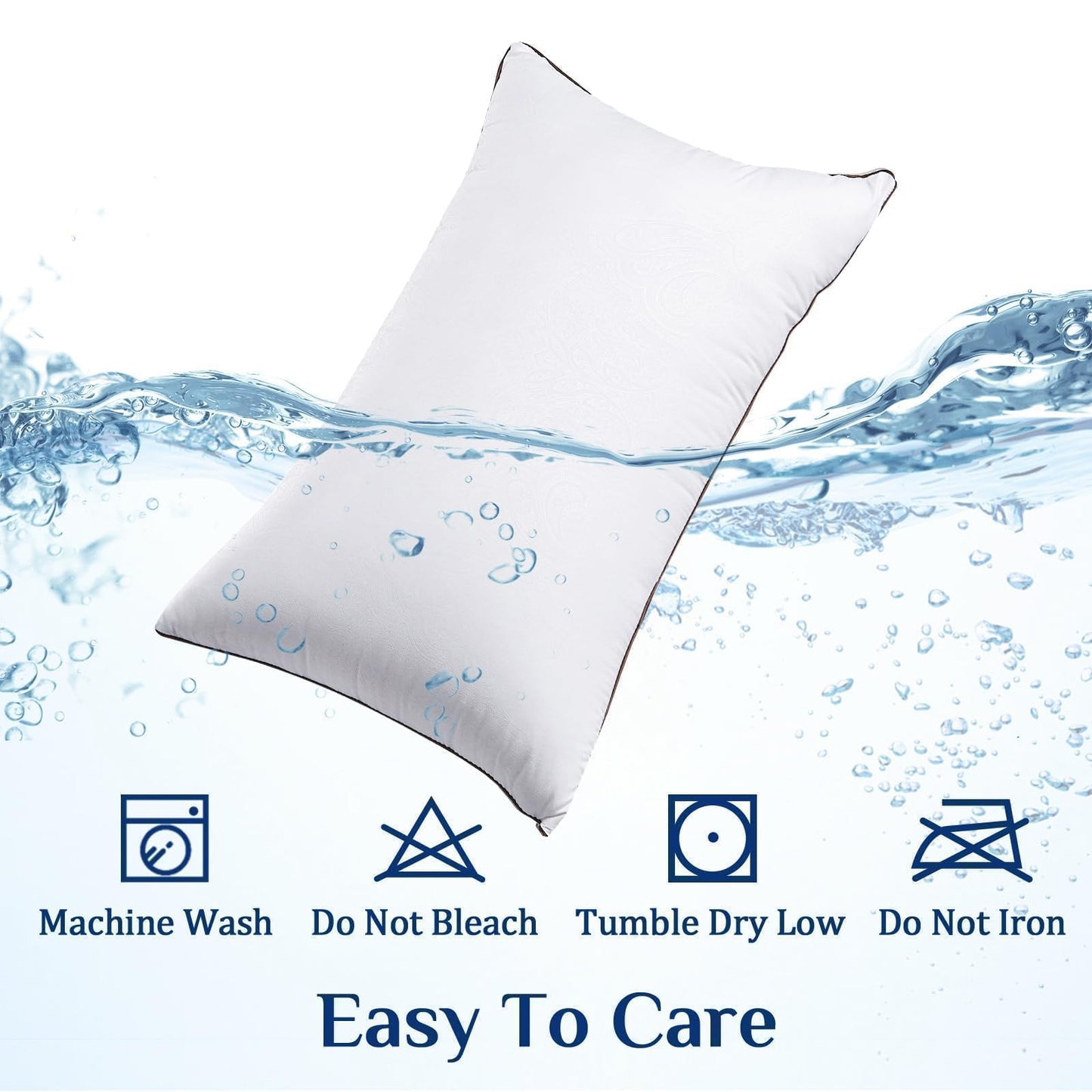 JOLLYVOGUE Pillows Queen Size Set of 2 for Sleeping, Soft and Supportive Bed Pillow with Down Alternative Filling for Side and Back Sleepers, Hotel Collection