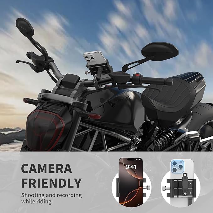 Bike Motorcycle Phone Mount,Aluminum Bike Phone Holder Handlebar [Anti-Shake],360° Bike Cell Holder for 4.7-7 Inch Smartphones Bike Motorcycle