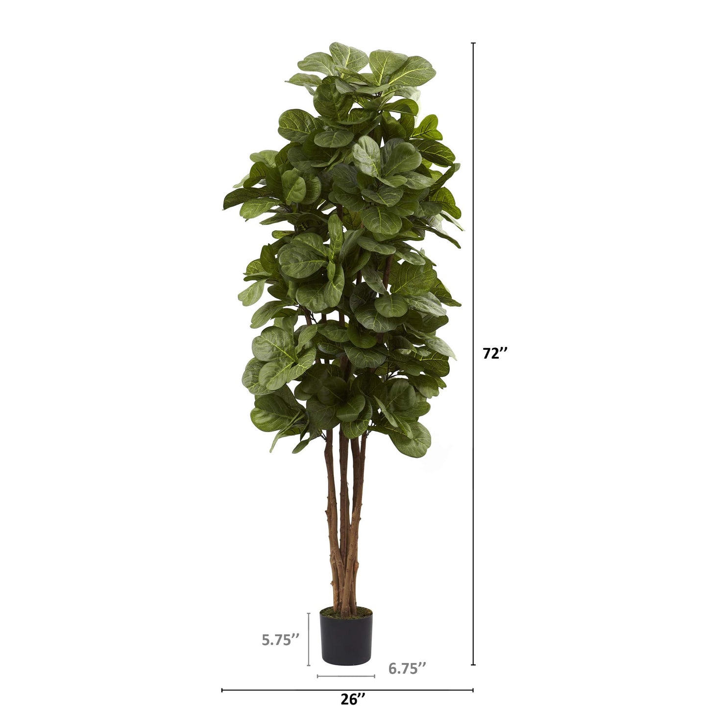 Nearly Natural 6ft Fiddle Leaf Fig Artificial Tree with 6 Natural Trunks, 270 Lush Green Leaves