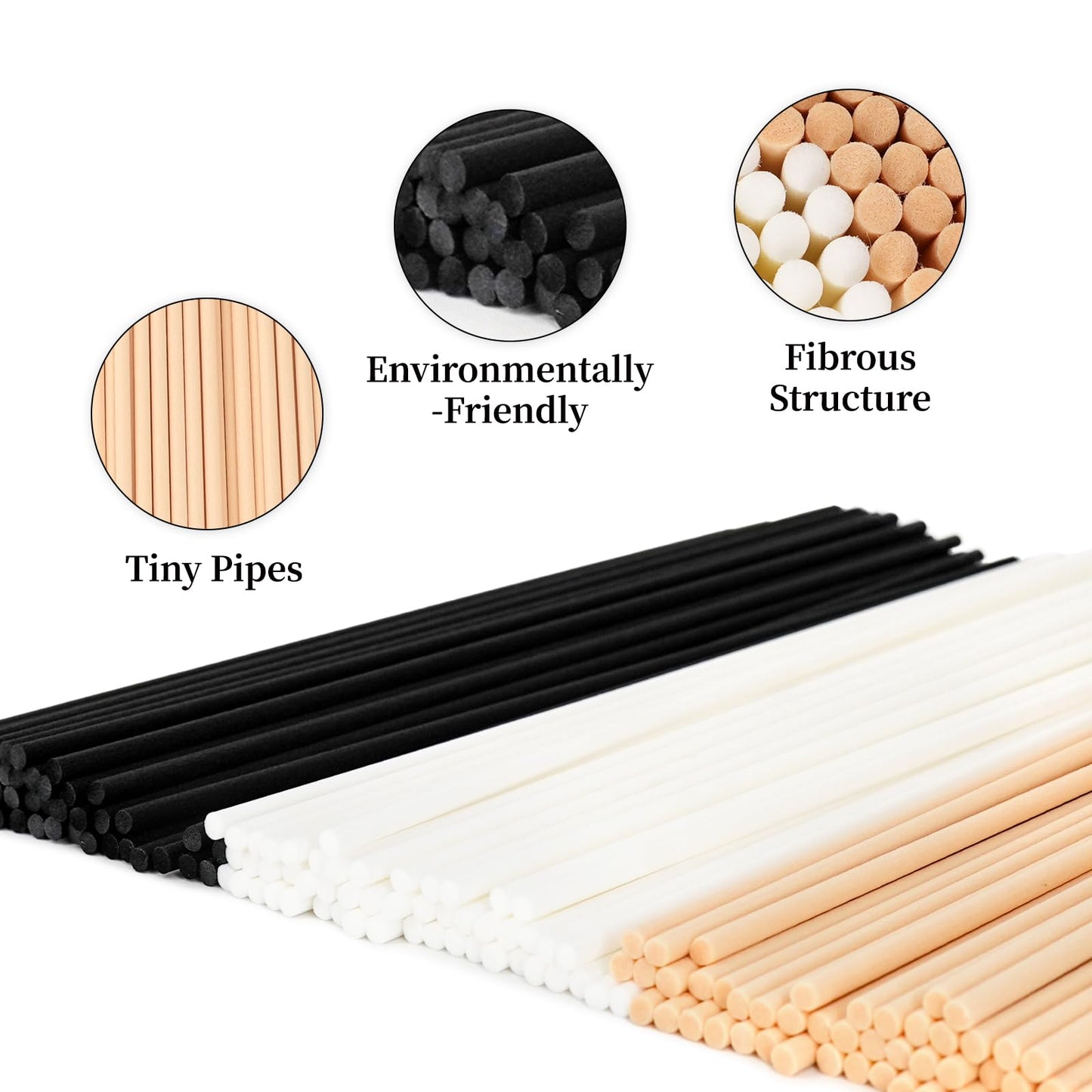 GAGINGOOLD 100 PCS Reed Diffuser Sticks, 11 Inch Fibre Diffuser Replacement Stick for Essential Oil Diffuser Refill, 4 mm Thick Aroma Diffuser Sticks for Home Office Bathroom Bedroom, Primary Color