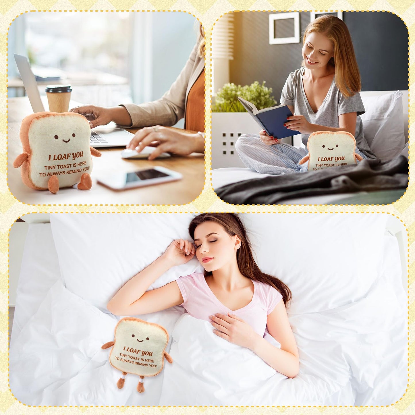 Capoda 7.09" Large Toast Bread Plush Bread Shape Cute Pillow Small Food Sofa Stuffed Doll Toy Gifts for Adults Birthday Gift Home Bedroom Decors(I Loaf You)