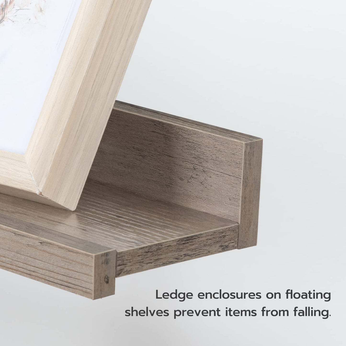 HOOBRO Floating Shelves, Wall Shelf Set of 3, 35.4 Inches Hanging Shelf with Raised Edge and Invisible Brackets, for Bathroom, Bedroom, Kitchen, Office, Living Room Decor, Greige BG90BJ01