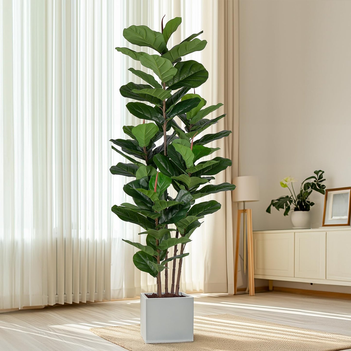Yepdin Faux Fiddle Leaf Fig Tree 6 FT - Artificial Ficus Tree with Tall Artificial Plants Large 69 Fiddle Leaves - Lifelike Fake Trees for Home Decor Living Room Indoor Outdoor