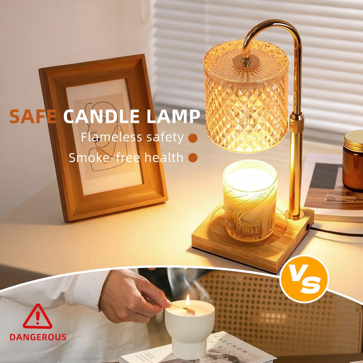 YAYIT Candle Warmer Lamp with Timer Dimmer Adjustable Height, Candle Warmer with 2 Bulbs for Jar Candles, Home Decor, for Women Birthday