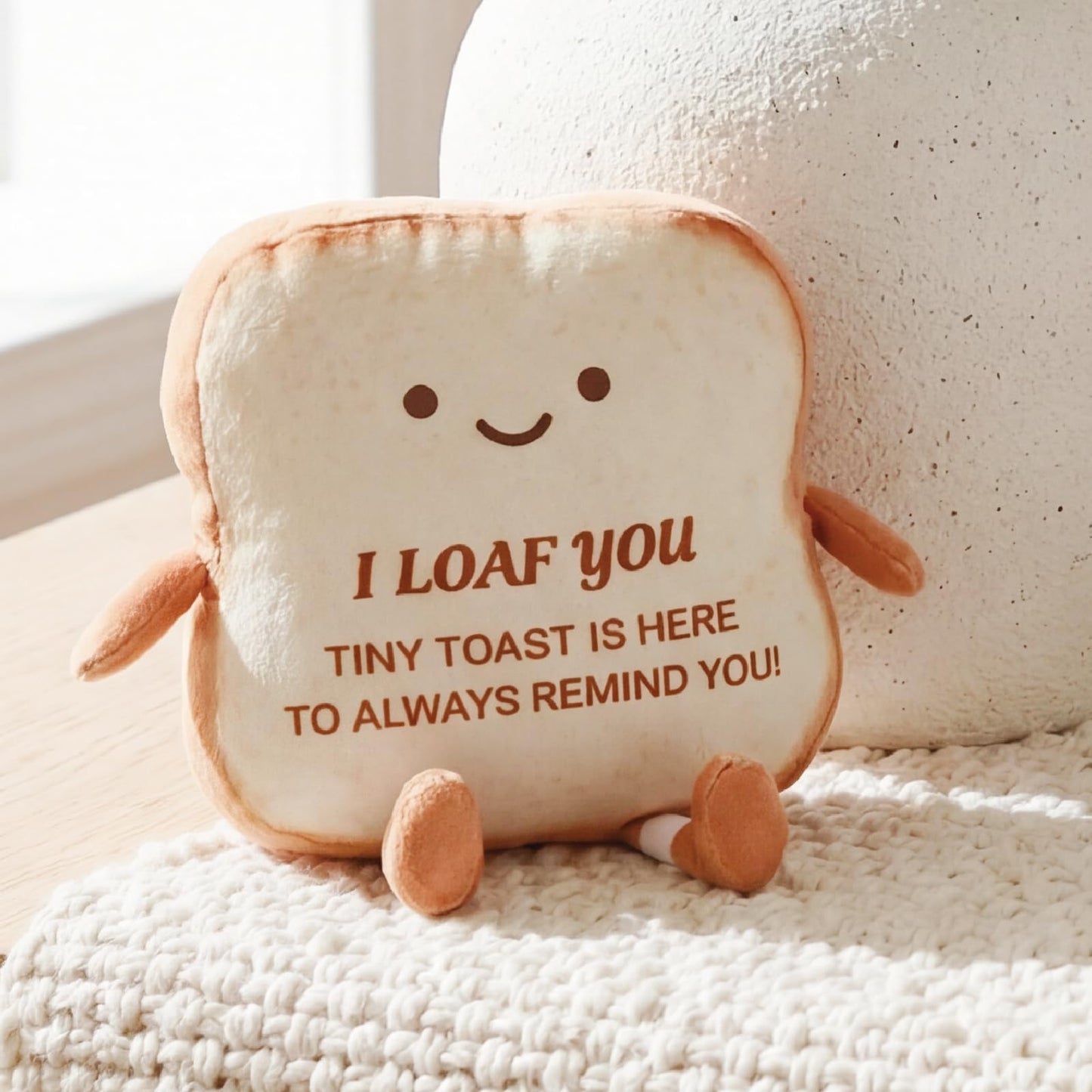 Capoda 7.09" Large Toast Bread Plush Bread Shape Cute Pillow Small Food Sofa Stuffed Doll Toy Gifts for Adults Birthday Gift Home Bedroom Decors(I Loaf You)