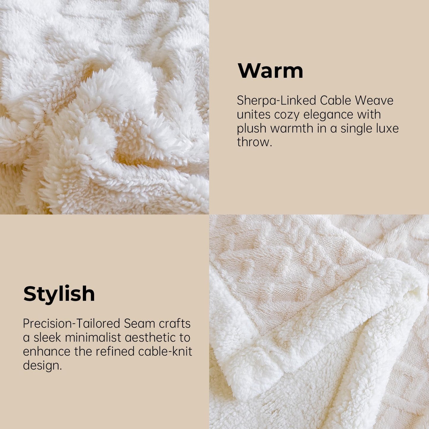 Sherpa Blanket for Bed - Fleece Soft Cozy Fuzzy Blankets Thick Warm for Winter and All Seasons (White,Queen(90"x90"))