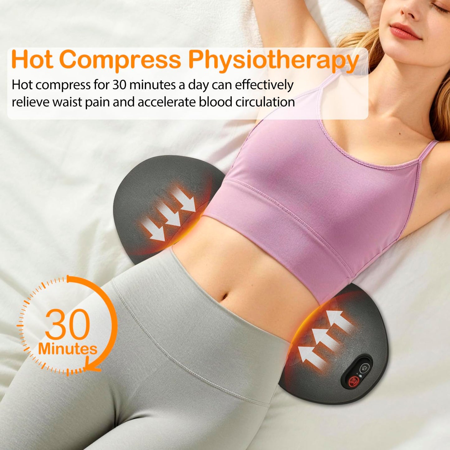 GIFEY Smooth Triple Fusion Back Massager with Heat - Sciatica Pain Relief & Spine Decompression Device, Deep Tissue Massager for Lower Back Pain, Office Chair and Home Use for Chronic Pain Solution