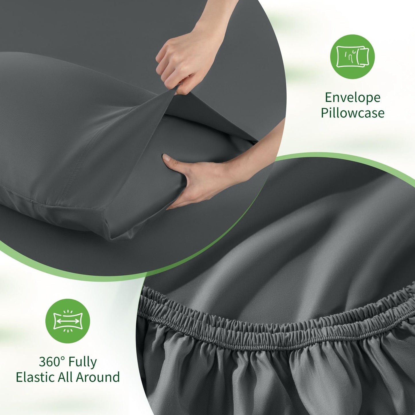 SONORO KATE 100% Viscose Derived from Bamboo_, Extra Deep Pocket up to 18"-24",Ultra Soft & Cooling Sheets for Hot Sleepers, Hotel Luxury Silky Bed Sheets (Dark Grey,King)