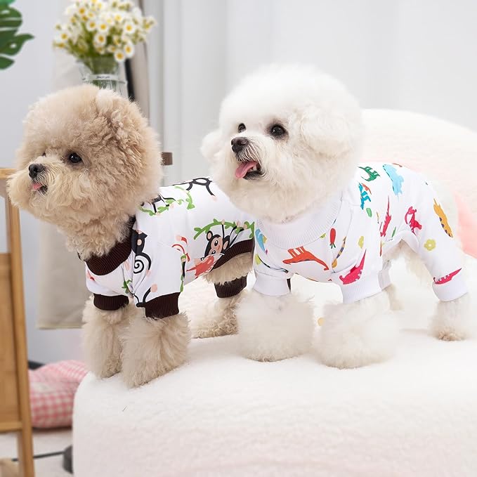 XPUDAC 4 Pack Dog Pajamas Soft Strechy Summer Puppy Clothes for Small Medium Dogs Boy Girl Cat Apparel-X-Large