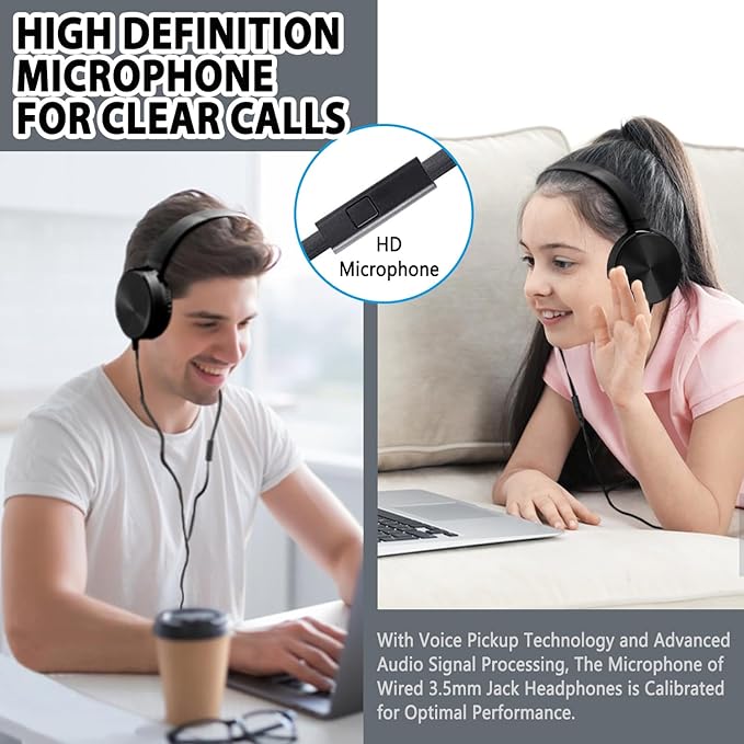 Bulk Headphones with Microphone 10 Pack for Classroom Kids, Wholesale Heavy Duty Wire Headsets with Mic Class Set for School Students Teen Children(HY450, Black)
