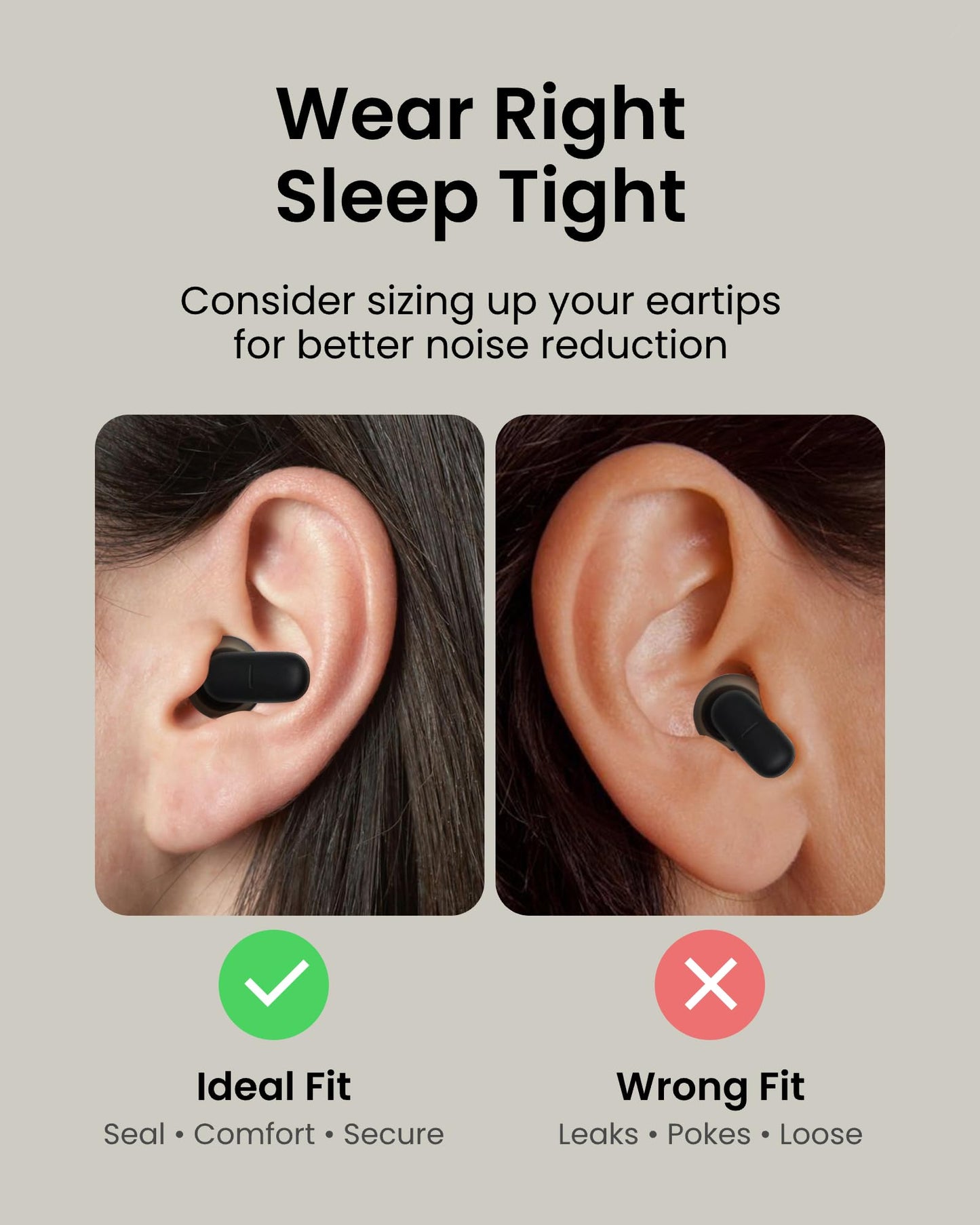 Medium Noise Reduction Ear Plugs Ultra Comfortable for Side Sleepers Reusable Earplugs 23dB Noise Cancelling Sleep Ear Plugs -Black