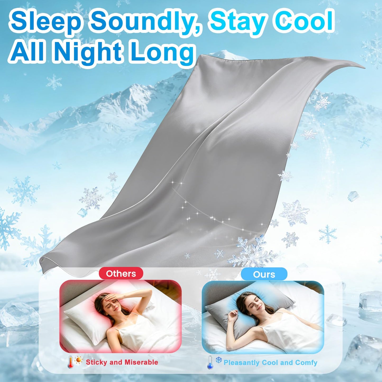 SUPA MODERN Cooling Pillow Cases for Hot Sleepers Pillow Covers Queen Size Set of 2, Cool Pillow Cases Envelope Closure,Ultra Soft& Silky Smooth for Hair&Skin Care, Gifts for Women Men, Grey 20x30in